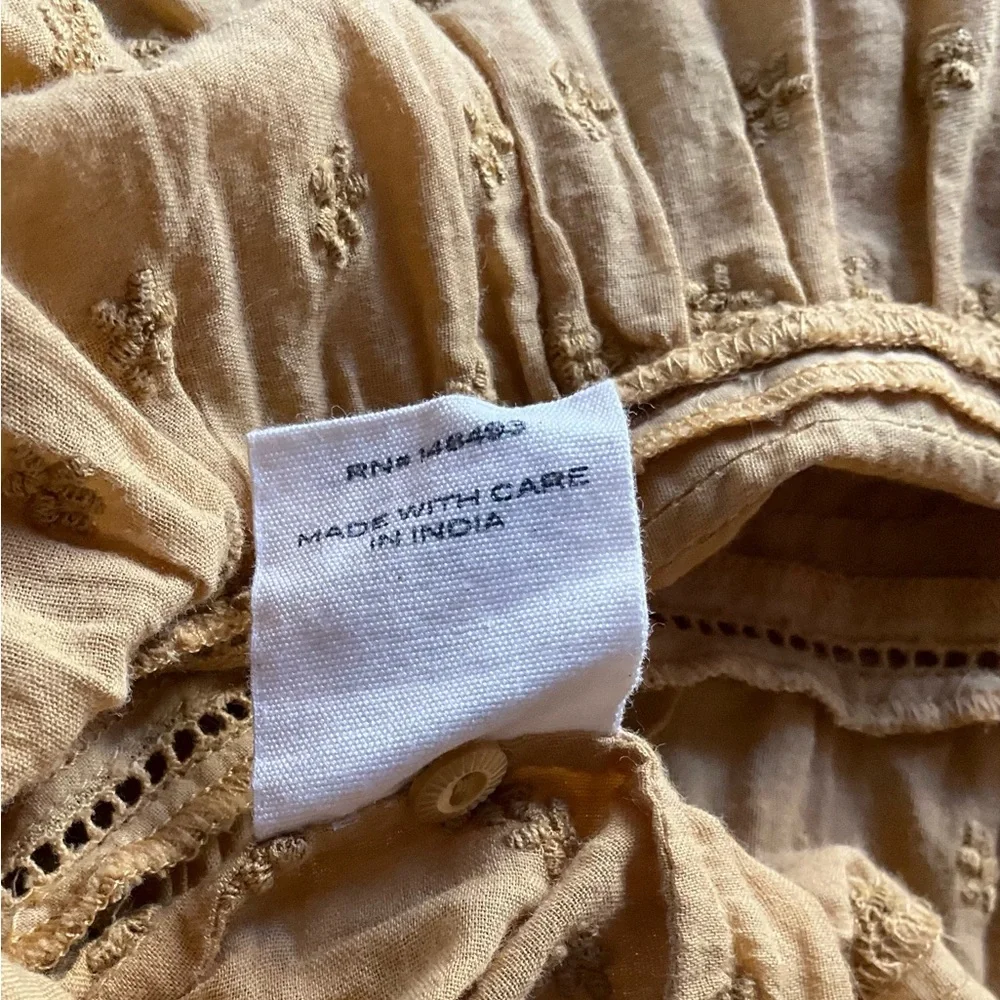 Doen Mustard Yellow Cotton Pintuck Peplum Blouse